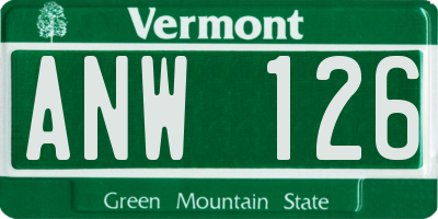 VT license plate ANW126