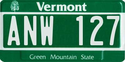 VT license plate ANW127