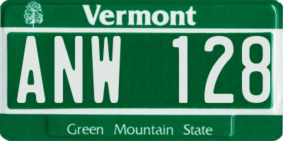 VT license plate ANW128