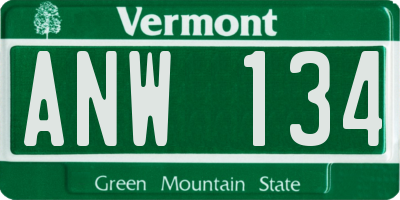 VT license plate ANW134