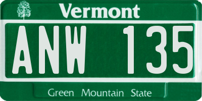 VT license plate ANW135