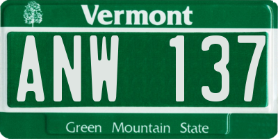 VT license plate ANW137