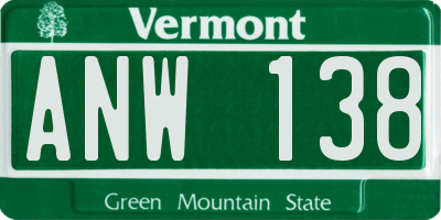 VT license plate ANW138
