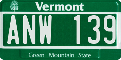 VT license plate ANW139
