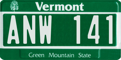 VT license plate ANW141