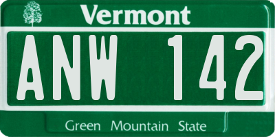 VT license plate ANW142