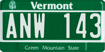 VT license plate ANW143