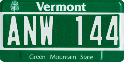 VT license plate ANW144