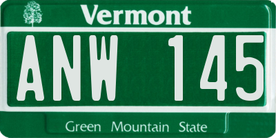 VT license plate ANW145