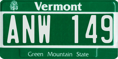 VT license plate ANW149