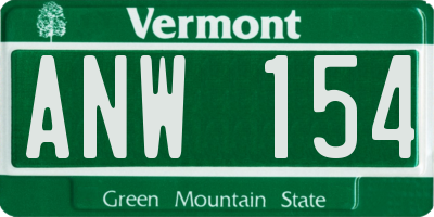 VT license plate ANW154