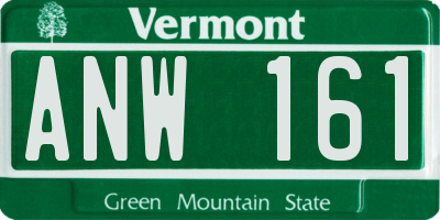 VT license plate ANW161