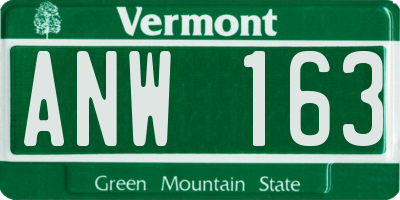 VT license plate ANW163