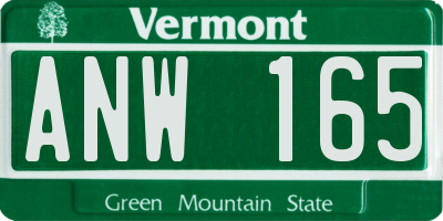 VT license plate ANW165