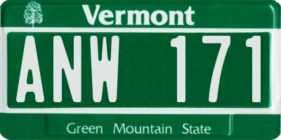 VT license plate ANW171