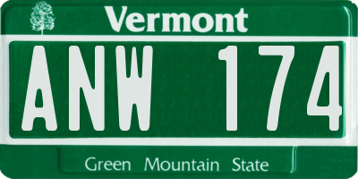 VT license plate ANW174