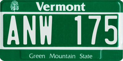 VT license plate ANW175