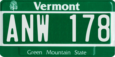 VT license plate ANW178
