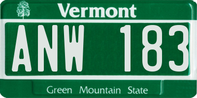 VT license plate ANW183