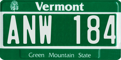 VT license plate ANW184