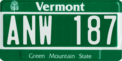 VT license plate ANW187