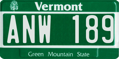 VT license plate ANW189