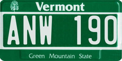 VT license plate ANW190