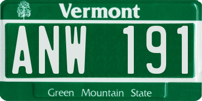 VT license plate ANW191
