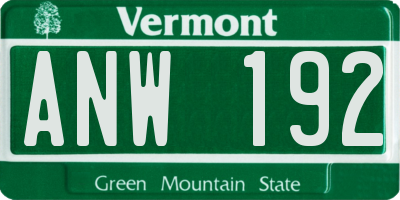 VT license plate ANW192
