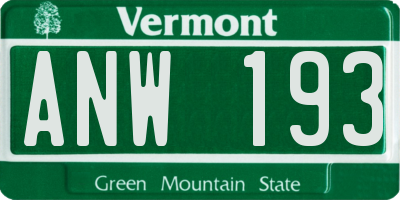 VT license plate ANW193