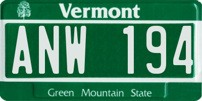 VT license plate ANW194