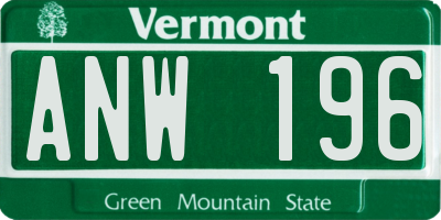 VT license plate ANW196
