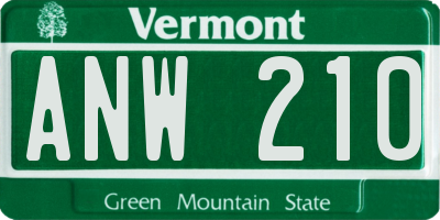 VT license plate ANW210