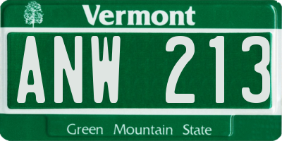 VT license plate ANW213