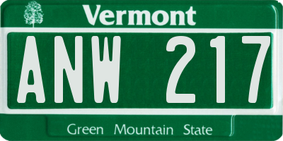 VT license plate ANW217