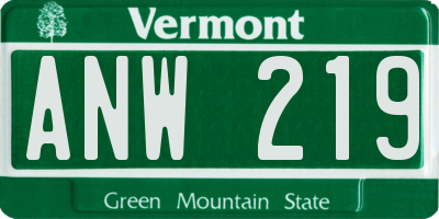 VT license plate ANW219