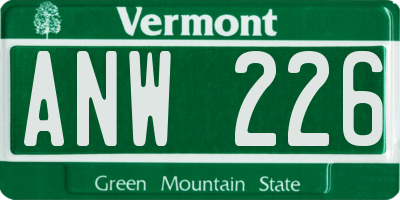 VT license plate ANW226