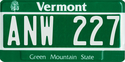 VT license plate ANW227