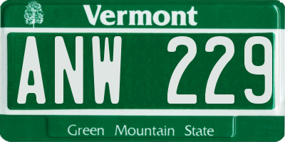 VT license plate ANW229