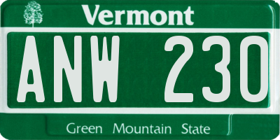 VT license plate ANW230