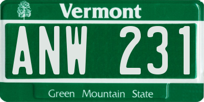 VT license plate ANW231