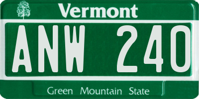 VT license plate ANW240