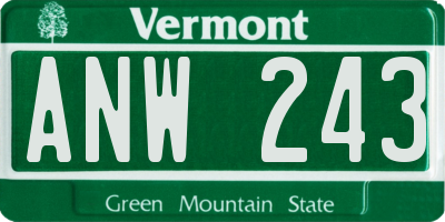 VT license plate ANW243