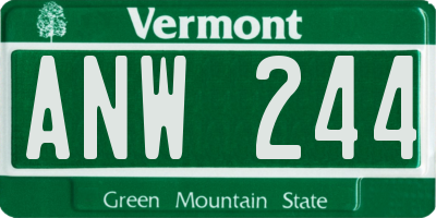 VT license plate ANW244
