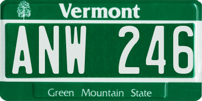 VT license plate ANW246