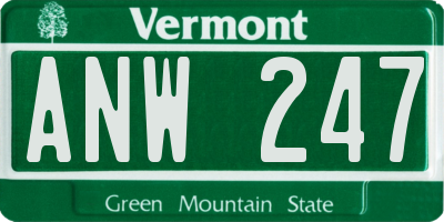 VT license plate ANW247