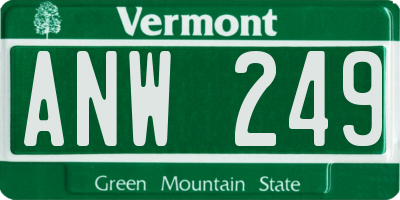 VT license plate ANW249