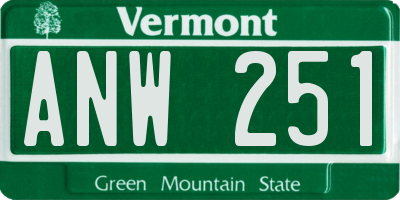 VT license plate ANW251