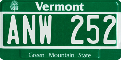 VT license plate ANW252