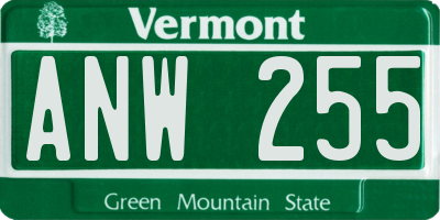 VT license plate ANW255